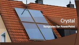  Presentation with solar panel - Beautiful presentation featuring solar panels on the red backdrop and a tawny brown colored foreground