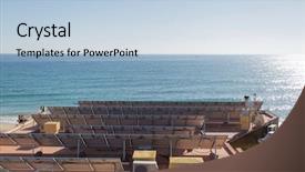  Presentation with solar energy on roof - Audience pleasing slide deck consisting of solar panels on the roof backdrop and a light blue colored foreground