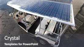  Presentation with solar panels - Beautiful presentation theme featuring solar panels on the roof backdrop and a dark gray colored foreground