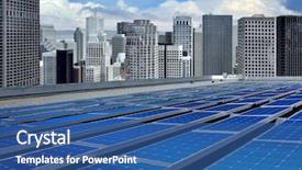  Presentation with solar panels - Cool new presentation design with solar panels on the roof backdrop and a ocean colored foreground