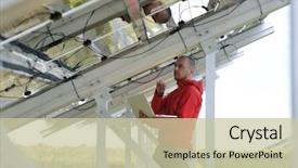  Presentation with energy solar - Beautiful presentation theme featuring solar panels plant eco energy backdrop and a mint green colored foreground