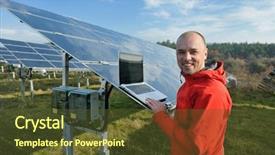  Presentation with solar energy - Cool new PPT theme with solar panels plant eco energy backdrop and a tawny brown colored foreground