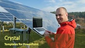  Presentation with energy solar - PPT theme consisting of solar panels plant eco energy background and a tawny brown colored foreground