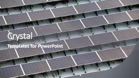  Presentation with solar panels - Beautiful presentation design featuring solar panels plant backdrop and a gray colored foreground