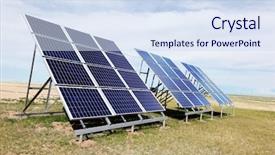  Presentation with free renewable energy - Cool new theme with solar panels renewable energy backdrop and a sky blue colored foreground