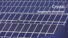  Presentation with alternative energy - Presentation design having solar panels symbol photo background and a ocean colored foreground