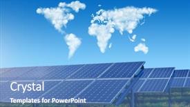  Presentation with solar panels - Beautiful theme featuring solar panels under blue sky backdrop and a teal colored foreground