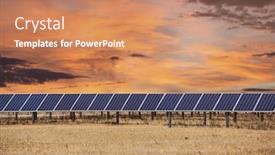  Presentation with solar panels - Colorful theme enhanced with solar panels with orange sunrise backdrop and a coral colored foreground