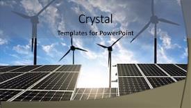  Presentation with wind solar - Beautiful slide deck featuring solar panels with wind turbines backdrop and a  colored foreground