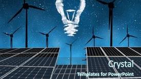  Presentation with wind solar - Slide set consisting of solar panels with wind turbines background and a ocean colored foreground