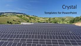 Presentation with solar cell - Beautiful slide deck featuring solar photovoltaic cell panels backdrop and a teal colored foreground