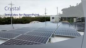  Presentation with solar power - Audience pleasing slide set consisting of solar power energy panel on roof top backdrop and a sky blue colored foreground
