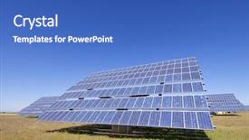  Presentation with renewable energy - Slide deck enhanced with green power plant - photovoltaic panels for renewable electrical background and a teal colored foreground