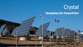  Presentation with solar power plant - Presentation theme featuring solar power plant - power station background and a teal colored foreground
