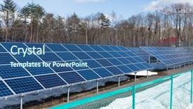  Presentation with solar power plant - PPT theme with solar power plant in countryside background and a  colored foreground