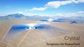  Presentation with solar power plant - Amazing slide set having solar-power-plant-in-desert backdrop and a coral colored foreground