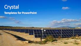  Presentation with solar power plant - Slides enhanced with solar power plant solar panels in south of spain background and a cobalt blue colored foreground