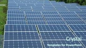  Presentation with solar power plant - Presentation theme with solar power plant background and a ocean colored foreground