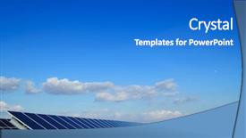  Presentation with power plants - PPT theme with solar power plants solar panels in south of spain background and a cobalt blue colored foreground