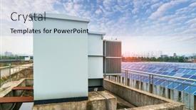  Presentation with electric plant - Cool new slides with solar-power-station-with-solar backdrop and a light blue colored foreground
