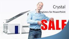  Presentation with solar - Theme featuring solar sales - friendly smiling man try background and a sky blue colored foreground