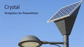 Presentation with photovoltaic - Colorful slide set enhanced with solar street light - lamp post and photovoltaic panel backdrop and a light blue colored foreground
