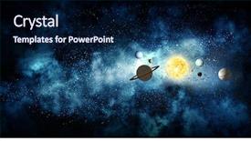  Presentation with planets - Colorful theme enhanced with solar system planets mixed media backdrop and a navy blue colored foreground