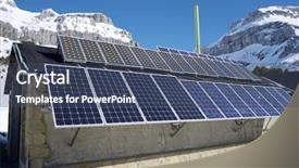  Presentation with photovoltaic - Presentation consisting of solar system sun - photovoltaic panels on the roof background and a  colored foreground