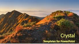  Presentation with autumn-morning - Slides with solar tracking - panorama of autumn mountains background and a tawny brown colored foreground