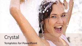  Presentation with solar water - Presentation having solar water - attractive sexy laughing girl bathing background and a coral colored foreground