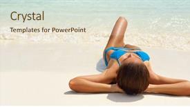 Presentation with sun tanning - Slide deck consisting of solar water - beach suntan vacation bikini woman background and a cream colored foreground