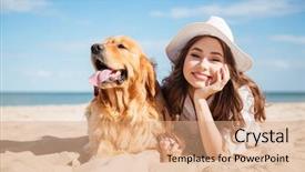  Presentation with cheerful - Slides enhanced with solar water - portrait of cheerful beautiful young background and a coral colored foreground