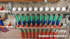  Presentation with pipes - Theme with manifold collector with pipes background and a tawny brown colored foreground