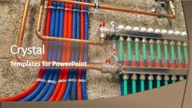  Presentation with pipes - Presentation theme having manifold collector with pipes background and a coral colored foreground