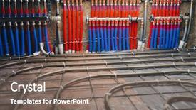  Presentation with pipes - Cool new PPT theme with pipes collector of underfloor heating backdrop and a gray colored foreground
