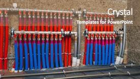  Presentation with pipes - Beautiful slides featuring pipes collector of underfloor heating backdrop and a coral colored foreground