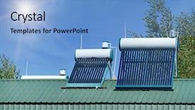  Presentation with recycling - Theme having solar water heater for home background and a light blue colored foreground