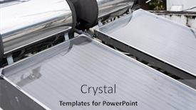  Presentation with solar water - Slide set having solar water heater on a roof in the outdoor background and a light gray colored foreground