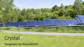  Presentation with solar water - Theme enhanced with solar water heaters on green background and a  colored foreground