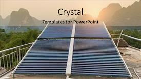  Presentation with house heating - PPT theme consisting of solar water heating panel background and a lemonade colored foreground