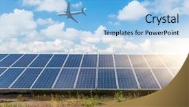  Presentation with solar farm - Colorful PPT layouts enhanced with solar wind farm - future electrical production shanghai china backdrop and a light blue colored foreground