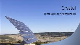  Presentation with photovoltaic - Colorful PPT layouts enhanced with solar wind farm - photovoltaic panels and windmills backdrop and a  colored foreground