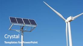  Presentation with wind solar - Colorful theme enhanced with solar wind farm - windmill and photovoltaic panel backdrop and a teal colored foreground