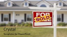  Presentation with real estate - Amazing PPT theme having sold for sale real estate backdrop and a gold colored foreground