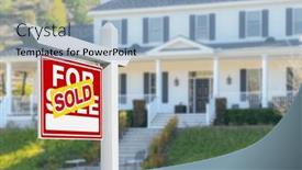  Presentation with real estate for sale - Slide deck having sold-for-sale-real-estate background and a light blue colored foreground
