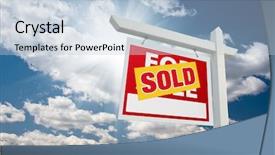  Presentation with estate - Slide deck consisting of sold for sale real estate background and a light blue colored foreground