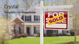  Presentation with real estate for sale - PPT theme having sold home for sale real background and a light gray colored foreground