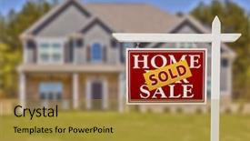  Presentation with real estate for sale - Beautiful presentation theme featuring sold home for sale real backdrop and a gold colored foreground