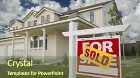  Presentation with new home - Audience pleasing presentation design consisting of sold home for sale sign backdrop and a tawny brown colored foreground