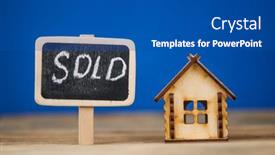  Presentation with real estate - Presentation consisting of sold-house-written-on-wooden background and a ocean colored foreground